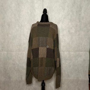 David Taylor Brown and Green Patchwork Sweater